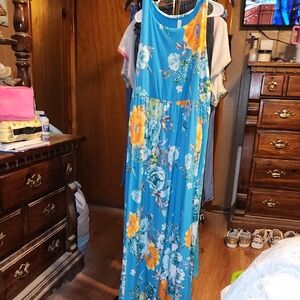 Floral Blue Maxi Dress